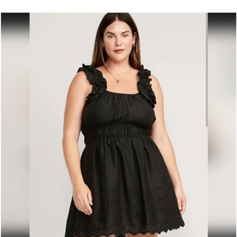 Elegant waist  defined Black Ruffle Dress